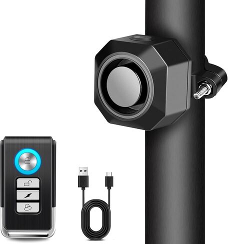 Cruxer Bike Alarm USB Rechargeable with Mount, Electric Bike Alarm with Remote Motion,Wireless Bicycle Security Anti Theft System,Waterproof Vibration Alarm for Ebike Motorcycle Scooter Car (1 Pack) in Kuwait