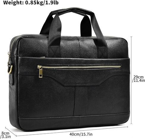 حقائب جلدية مقاس 15.6 بوصة، حقائب كمبيوتر محمول، حقائب عمل، حقيبة مكتب للسفر، حقيبة يد للكمبيوتر، حقيبة كتف للرجال (3316-بني) in Kuwait