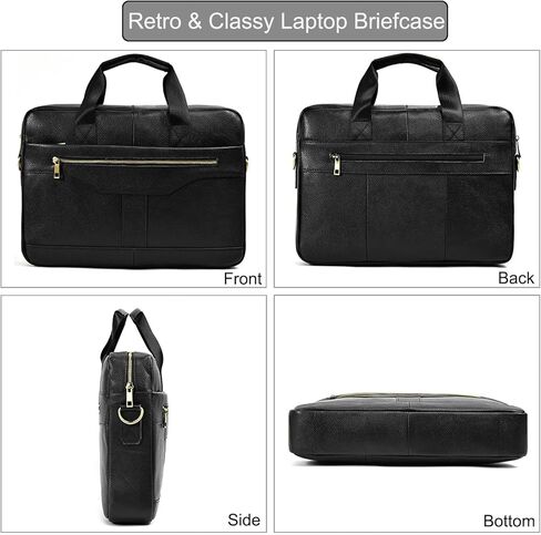 حقائب جلدية مقاس 15.6 بوصة، حقائب كمبيوتر محمول، حقائب عمل، حقيبة مكتب للسفر، حقيبة يد للكمبيوتر، حقيبة كتف للرجال (3316-بني) in Kuwait