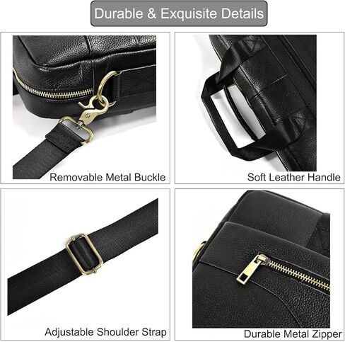 حقائب جلدية مقاس 15.6 بوصة، حقائب كمبيوتر محمول، حقائب عمل، حقيبة مكتب للسفر، حقيبة يد للكمبيوتر، حقيبة كتف للرجال (3316-بني) in Kuwait