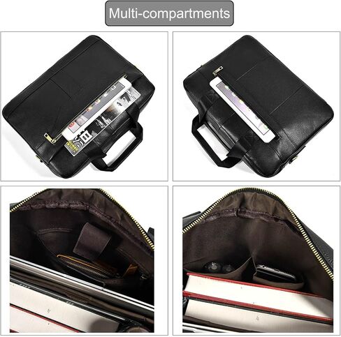 حقائب جلدية مقاس 15.6 بوصة، حقائب كمبيوتر محمول، حقائب عمل، حقيبة مكتب للسفر، حقيبة يد للكمبيوتر، حقيبة كتف للرجال (3316-بني) in Kuwait