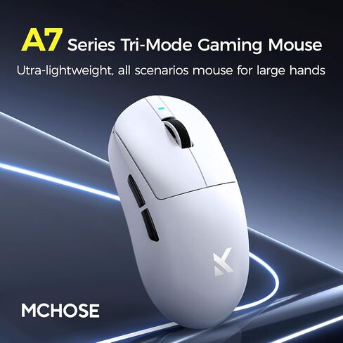 A7 Ultra Wireless Gaming Mouse, Tri-Mode Connection, 59 Grams, PAW3950 42K DPI Sensor, Wired/Wireless Dual 8K Polling, 130 Hour Battery Life - Blue in Kuwait