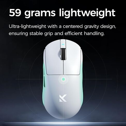 A7 Ultra Wireless Gaming Mouse, Tri-Mode Connection, 59 Grams, PAW3950 42K DPI Sensor, Wired/Wireless Dual 8K Polling, 130 Hour Battery Life - Blue in Kuwait