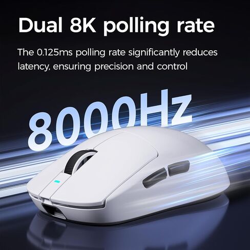 A7 Ultra Wireless Gaming Mouse, Tri-Mode Connection, 59 Grams, PAW3950 42K DPI Sensor, Wired/Wireless Dual 8K Polling, 130 Hour Battery Life - Blue in Kuwait