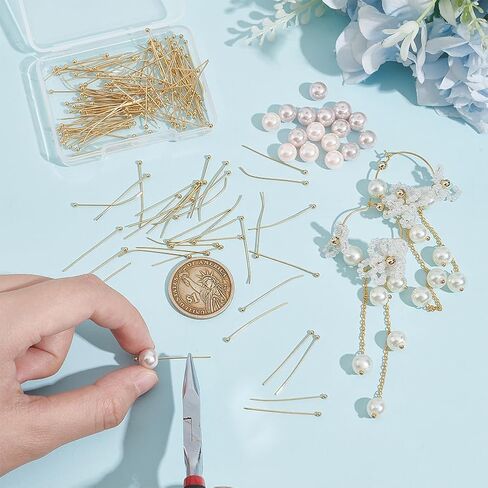 UNICRAFTALE 150pcs Real 24K Gold Plated Head Pins Bendable Stainless Steel Ball Head Pins 40mm Head Pin Metal Eye Pins Findings End Headpins Findings for Earring Craft Jewelry Making in Saudi Arabia