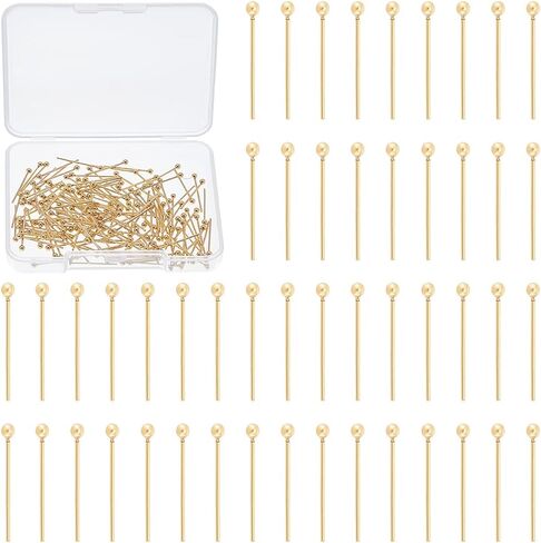 UNICRAFTALE 150pcs Real 24K Gold Plated Head Pins Bendable Stainless Steel Ball Head Pins 40mm Head Pin Metal Eye Pins Findings End Headpins Findings for Earring Craft Jewelry Making in Saudi Arabia