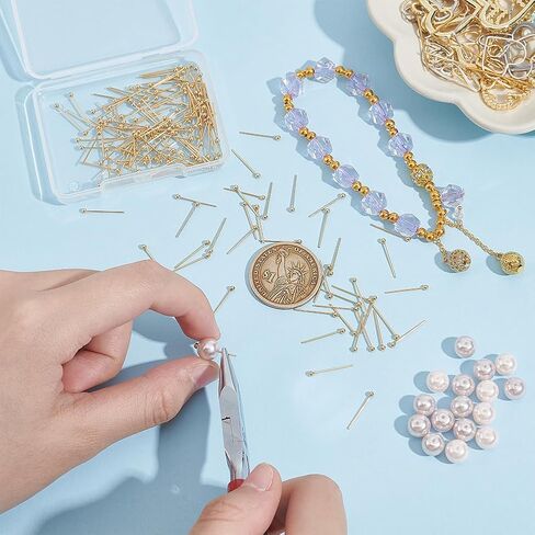 UNICRAFTALE 150pcs Real 24K Gold Plated Head Pins Bendable Stainless Steel Ball Head Pins 40mm Head Pin Metal Eye Pins Findings End Headpins Findings for Earring Craft Jewelry Making in Saudi Arabia