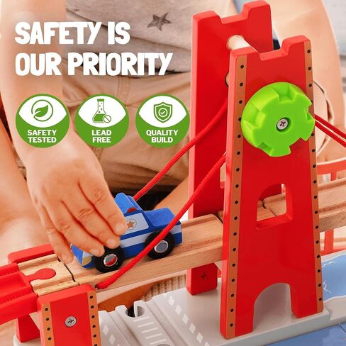 Giant bean 117 Pcs Busy Port City Wooden Train Set for Kids in Kuwait