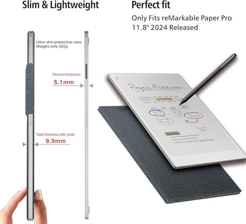 Case for Remarkable Paper Pro Color 11.8",Slim Hard Back Shell Protective with Pen-Buckle,Smart Magnetic Cover for Remarkable Paper Pro 11.8" Color 2024 Released Tablet Only(Black) in Saudi Arabia