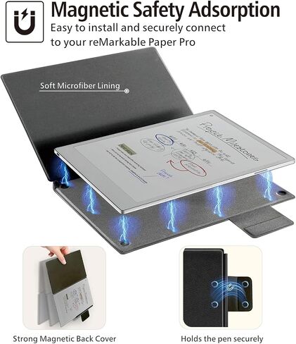Case for Remarkable Paper Pro Color 11.8",Slim Hard Back Shell Protective with Pen-Buckle,Smart Magnetic Cover for Remarkable Paper Pro 11.8" Color 2024 Released Tablet Only(Black) in Saudi Arabia