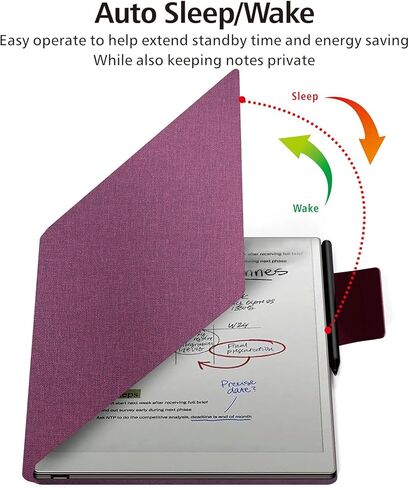 حافظة للورق الرائع Pro Color 11.8"، غلاف خلفي صلب رفيع واقٍ مع مشبك قلم، غطاء مغناطيسي ذكي للورق الرائع Pro 11.8" Color 2024 Tablet فقط (أسود) in Kuwait