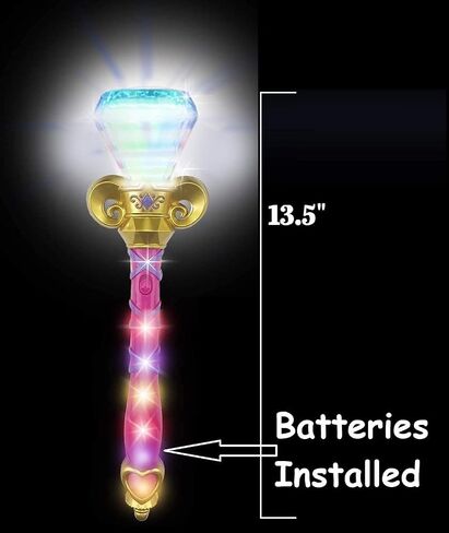 LED Light-Up Magical Princess Spinning Diamond Pink Wand (13.5") Multi-Color Lights. Batteries Included. Fun Pretend Cinderella Princess Play. (1 Pack - Pink) in Saudi Arabia