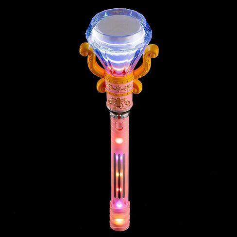 LED Light-Up Magical Princess Spinning Diamond Pink Wand (13.5") Multi-Color Lights. Batteries Included. Fun Pretend Cinderella Princess Play. (1 Pack - Pink) in Saudi Arabia