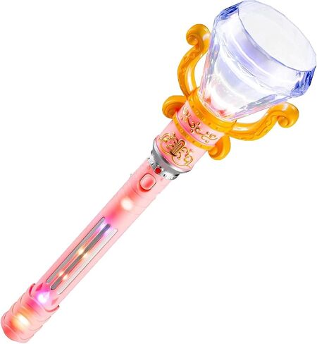LED Light-Up Magical Princess Spinning Diamond Pink Wand (13.5") Multi-Color Lights. Batteries Included. Fun Pretend Cinderella Princess Play. (1 Pack - Pink) in Saudi Arabia