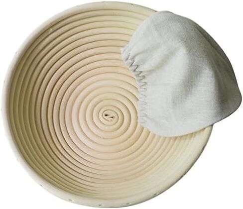 EOOCVT 6.3 بوصة مثلث على شكل banneton brotform الخبز العجين التدقيق الارتفاع راتان السلة المصنوعة يدويا مع قطعة قماش الكتان - 16 × 16 × 6 سم in Kuwait