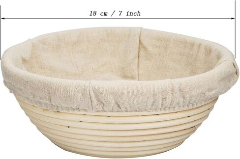 eoocvt 6.3 inch Triangle Shaped Banneton Brotform Bread Dough Proofing Rising Rattan Handmade Basket with Linen Liner Cloth - 16 x 16 x 6cm in Saudi Arabia