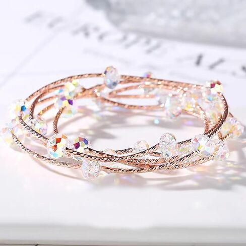 Fashionable high-end bracelet with Swarovski elements, crystal multi-layered bracelet, birthday gift for girlfriend (silvery) in Saudi Arabia