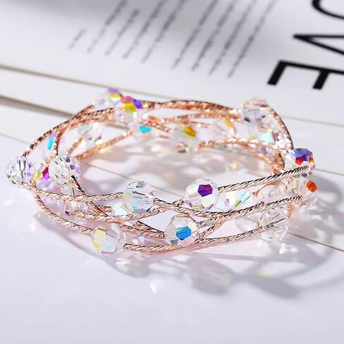 Fashionable high-end bracelet with Swarovski elements, crystal multi-layered bracelet, birthday gift for girlfriend (silvery) in Saudi Arabia