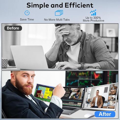 15.6" Laptop Screen Extenders for 12-18.5"Laptops, Triple Portable Desktop Monitors 1080P FHD IPS, Compatible with Windows,Surface,MacO (M1/M2/M3/M4 Pro & M1/M2/M3/M4 Max) Powered by USB-C & HDMI in Kuwait