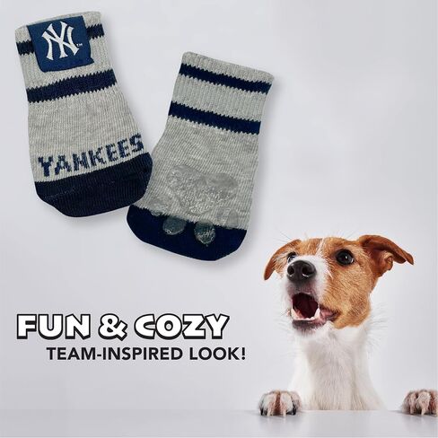 MLB Los Angeles Dodgers Anti Slip Dog Socks with Elastic Ribbed Top, Size X-Small/Small. Indoor/Outdoor Socks, Best Dog Paw Protector, 2 Pairs of Pet Socks with Your Favorite Baseball Sports Team in Saudi Arabia