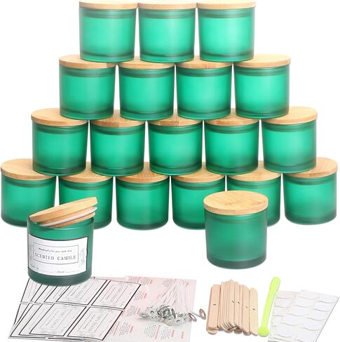 MILIVIXAY 20 Pack 4 OZ Clear Glass Candle Jars with Lids and Candle Making Kits - Bulk Small Empty Candle Jars for Making Candles - Spice, Powder Containers. in Saudi Arabia