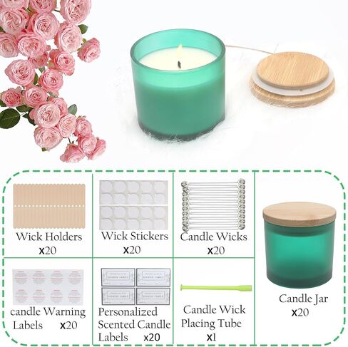 MILIVIXAY 20 Pack 4 OZ Clear Glass Candle Jars with Lids and Candle Making Kits - Bulk Small Empty Candle Jars for Making Candles - Spice, Powder Containers. in Saudi Arabia