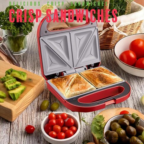 Ceramic NonStick Double Slice Sandwich Maker, Indicator Lights, Cool Touch Handle, Great for Grilled Cheese, French Toast, Tuna Melt, Egg & Cheese and Pancake Sandwich, Easy Clean (Turquoise) in Saudi Arabia
