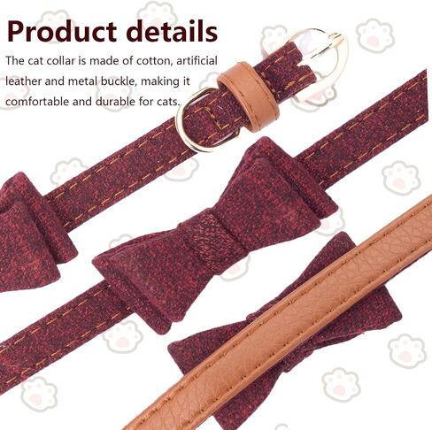 2PCS Cat Collar Bowtie,Kitten Collars with Stylish Plaid Patterns,English Style Leather Cat Collar with Adjustable Length from 8-11in (Red/Purple Blue) in Saudi Arabia