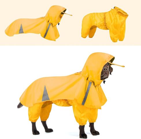 BAMY 2 Pcs Large Dog Raincoat Hooded Split Dogs Poncho and Hoodie Waterproof Pet Rain Wear Light Breathable Suit Adjustable Pet Outfit for Medium Large Dogs (4XL (Chest Circumference 23.6in), Pink) in Saudi Arabia