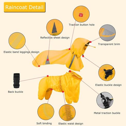 BAMY 2 Pcs Large Dog Raincoat Hooded Split Dogs Poncho and Hoodie Waterproof Pet Rain Wear Light Breathable Suit Adjustable Pet Outfit for Medium Large Dogs (4XL (Chest Circumference 23.6in), Pink) in Saudi Arabia