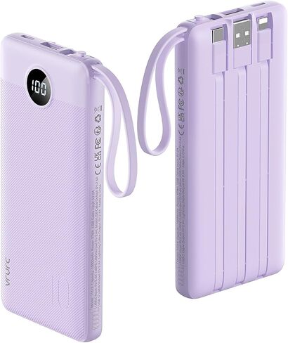 VRURC Portable Charger Built in 4 Cables, 10000mAh Power Bank in Saudi Arabia