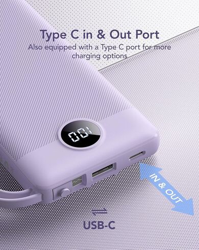 VRURC Portable Charger Built in 4 Cables, 10000mAh Power Bank in Saudi Arabia