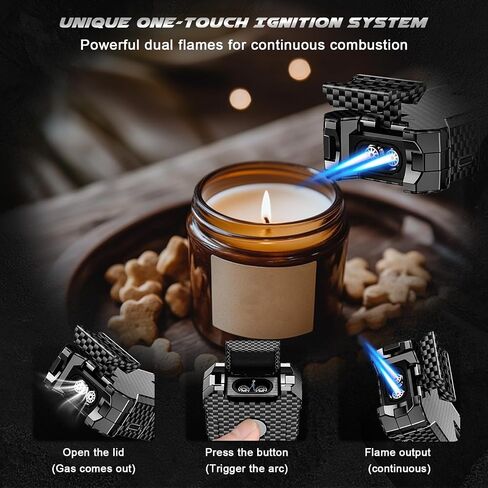 5-in-1 Torch Lighter with Cutter, Punch, Holder, and Draw Enhancer Tool, Adjustable Dual Jet Flames, Trendy Gift for Men, Refillable Butane Lighter, Rechargeable Lighters for Candle, Travel Outdoors in Saudi Arabia