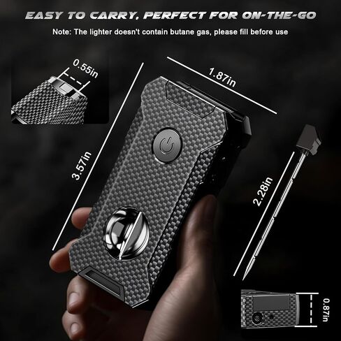 5-in-1 Torch Lighter with Cutter, Punch, Holder, and Draw Enhancer Tool, Adjustable Dual Jet Flames, Trendy Gift for Men, Refillable Butane Lighter, Rechargeable Lighters for Candle, Travel Outdoors in Saudi Arabia