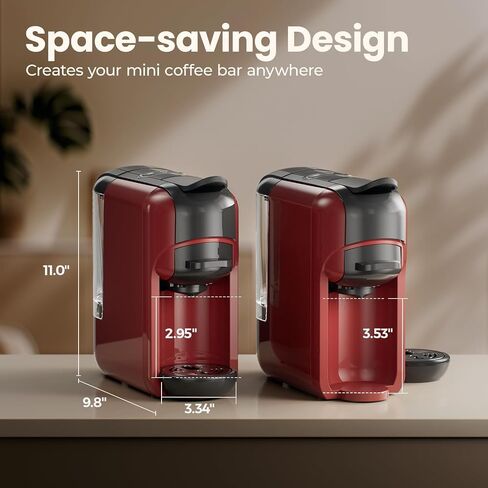 آلة الإسبريسو الصغيرة 1450W واحد و Lungo خدمة صانع القهوة قابلة لبرمجة لكبسولات/مسحوق القهوة - 20BAR مضخة باريستا عالية الضغط ل LATTE ، الكابتشينو in Kuwait
