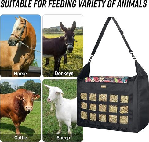 Hay Bag for Horses,Slow Feeder for Horse/Donkey/Goat, Premium 1680D Oxford Cloth,Easy to Fill and Hang with Extra Large Opening in Kuwait