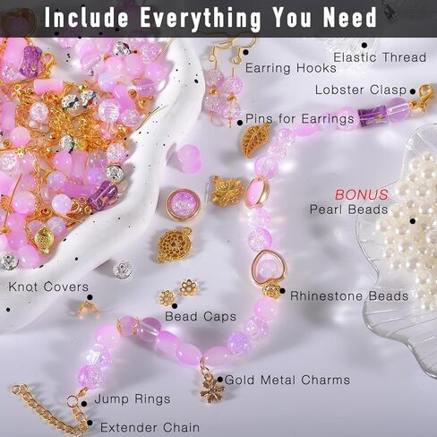 120g Random Glass Beads Kit for Jewelry Making, 6-10mm Round Crystal Glass Beads for Bracelet Making (White) in Kuwait