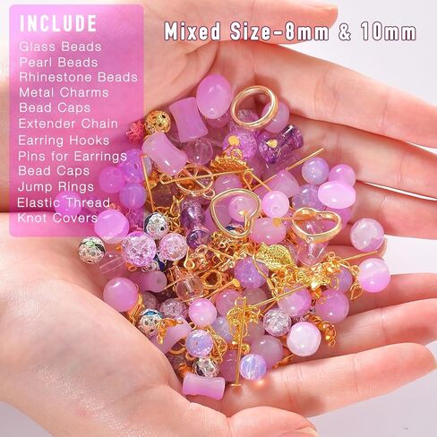 120g Random Glass Beads Kit for Jewelry Making, 6-10mm Round Crystal Glass Beads for Bracelet Making (White) in Kuwait