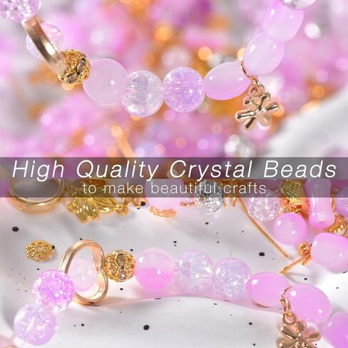 120g Random Glass Beads Kit for Jewelry Making, 6-10mm Round Crystal Glass Beads for Bracelet Making (White) in Kuwait