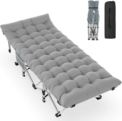Slendor Camping Cot for Adults & Kids, Folding Cot Camping Bed with 10-Leg Support, 500LB Capacity Portable Sleeping Cots for Camping, RV, Travel, Guest Bed & Home Use (Includes Carry Bag), Black in Saudi Arabia