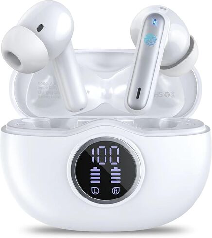Wireless Earbuds Bluetooth Headphones 50H Playtime Ear Buds, Active Noise Cancelling, IPX7 Waterproof, HD Stereo Sound with Mic, for Sports/Gym (Black) in Kuwait