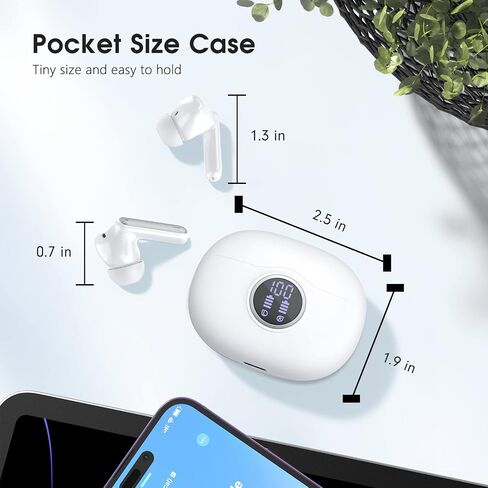 Wireless Earbuds Bluetooth Headphones 50H Playtime Ear Buds, Active Noise Cancelling, IPX7 Waterproof, HD Stereo Sound with Mic, for Sports/Gym (Black) in Kuwait