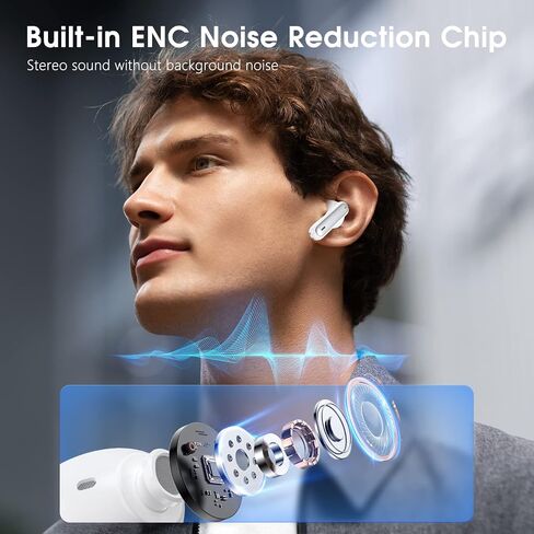 Wireless Earbuds Bluetooth Headphones 50H Playtime Ear Buds, Active Noise Cancelling, IPX7 Waterproof, HD Stereo Sound with Mic, for Sports/Gym (Black) in Kuwait