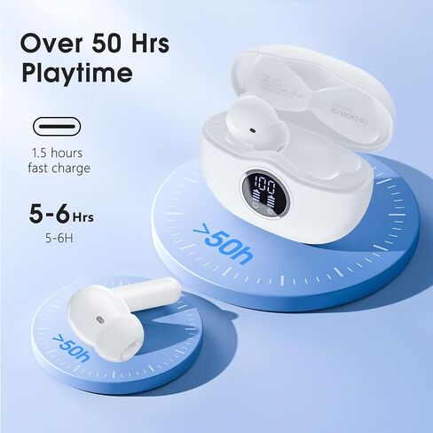 Wireless Earbuds Bluetooth Headphones 50H Playtime Ear Buds, Active Noise Cancelling, IPX7 Waterproof, HD Stereo Sound with Mic, for Sports/Gym (Black) in Kuwait