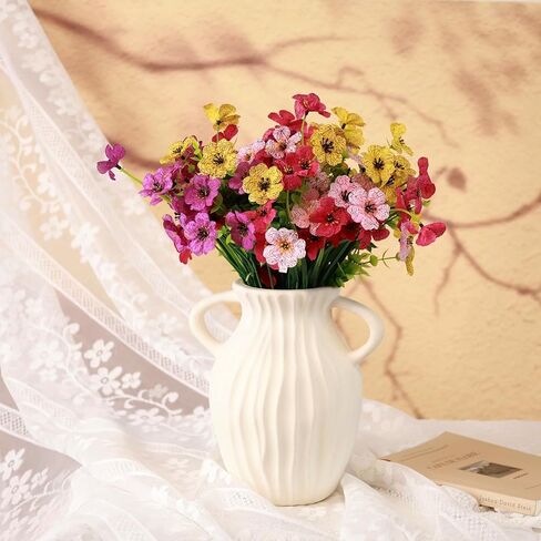 Artificial Flowers For Outdoors, 12 Bundles UV Resistant Fake Outdoor Flowers Faux Artificial Flower Plastic Plants for Outside Garden Porch Window Pot Spring Summer Home Decor (Multi Color-B, 12) in Kuwait