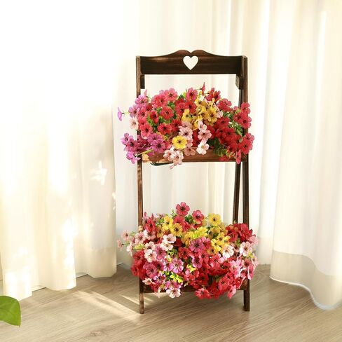 Artificial Flowers For Outdoors, 12 Bundles UV Resistant Fake Outdoor Flowers Faux Artificial Flower Plastic Plants for Outside Garden Porch Window Pot Spring Summer Home Decor (Multi Color-B, 12) in Kuwait