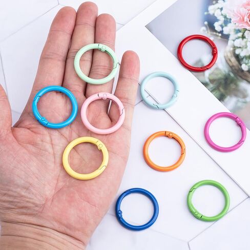 24Pcs Colorful Metal Spring O Rings, 24mm Round Carabiner Snap Clip Trigger Buckles Spring Keyrings DIY Accessories for Bag Purse Handbag Keychains in Kuwait