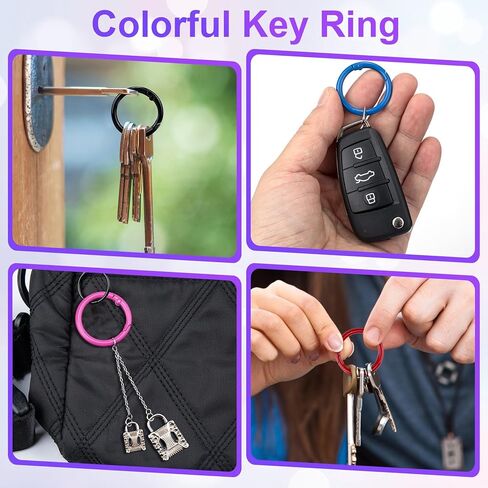 24Pcs Colorful Metal Spring O Rings, 24mm Round Carabiner Snap Clip Trigger Buckles Spring Keyrings DIY Accessories for Bag Purse Handbag Keychains in Kuwait