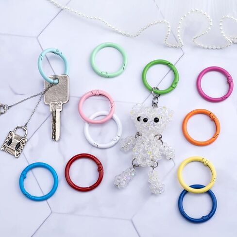 24Pcs Colorful Metal Spring O Rings, 24mm Round Carabiner Snap Clip Trigger Buckles Spring Keyrings DIY Accessories for Bag Purse Handbag Keychains in Kuwait
