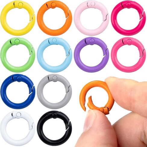 24Pcs Colorful Metal Spring O Rings, 24mm Round Carabiner Snap Clip Trigger Buckles Spring Keyrings DIY Accessories for Bag Purse Handbag Keychains in Saudi Arabia
